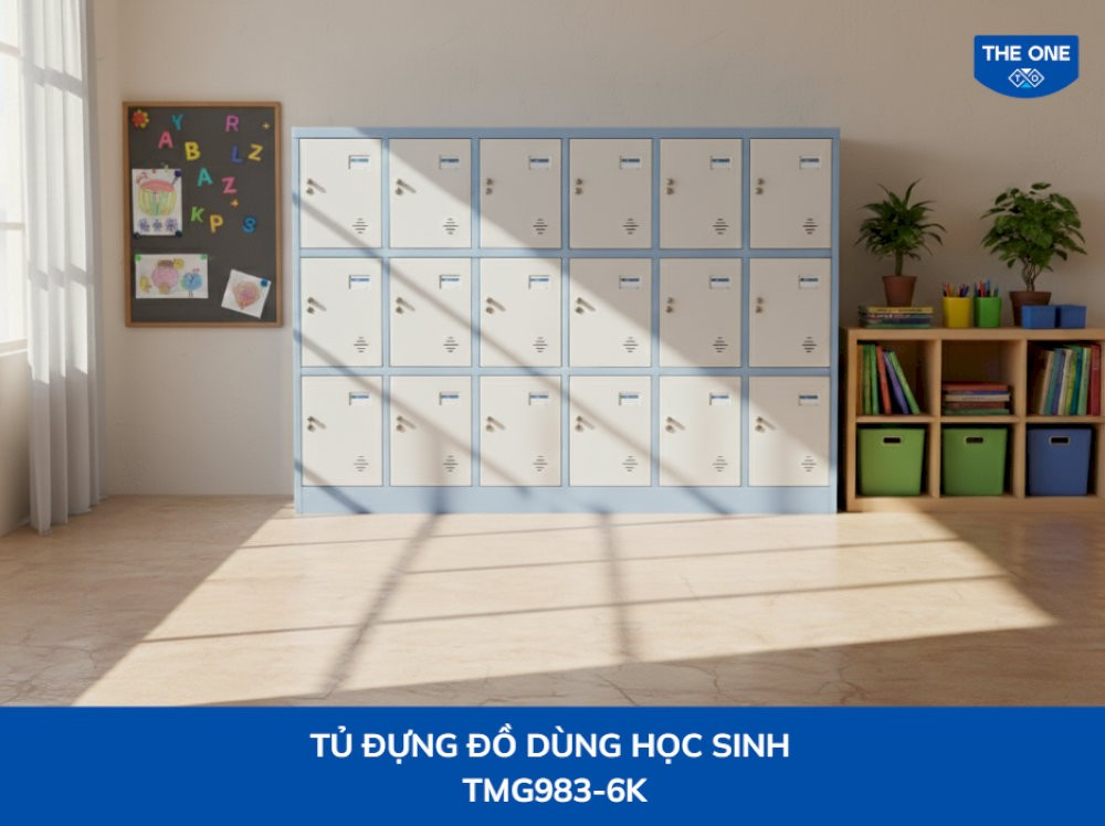 Tủ locker cá nhân giúp học sinh lưu trữ cặp sách, sách vở và đồ dùng học tập để không gian lớp học thêm gọn gàng, ngăn nắp.