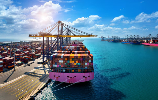Các tàu chở container lớn là hình ảnh đặc trưng của logistics quốc tế