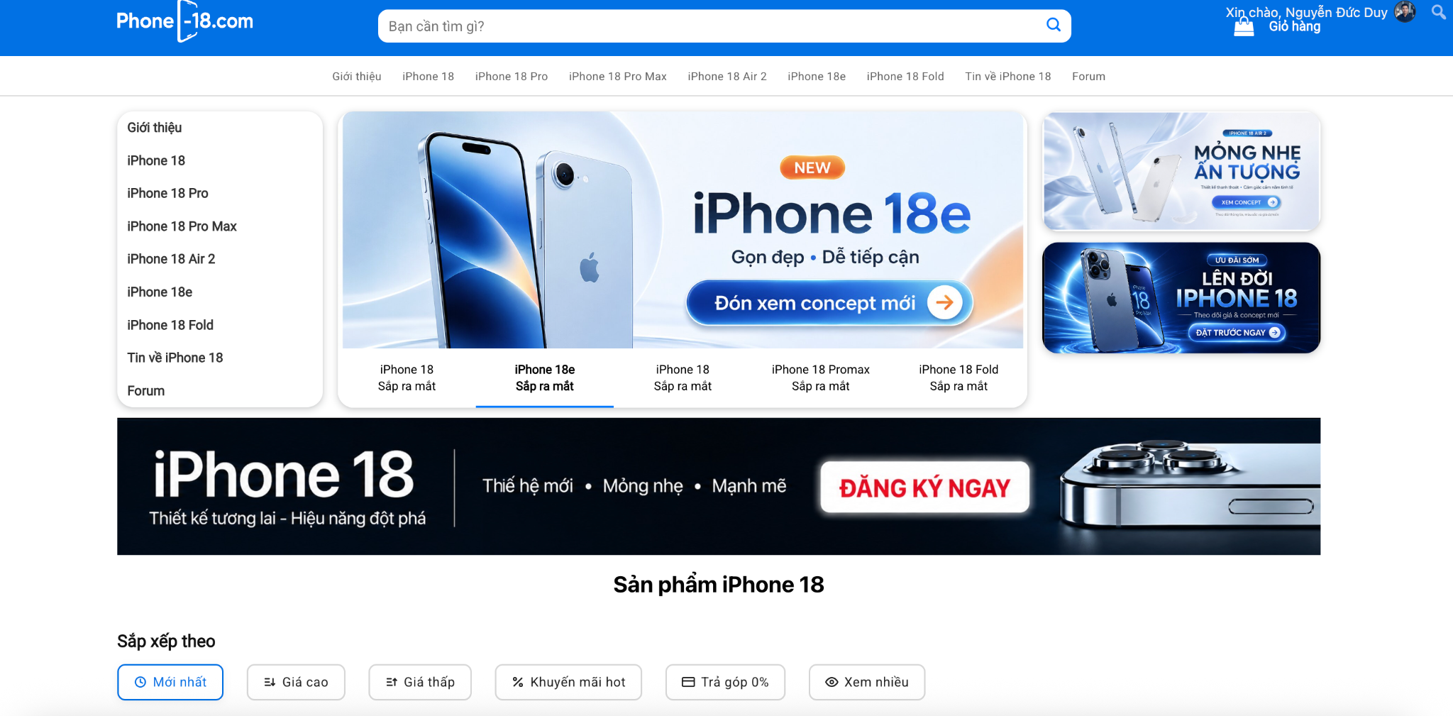 Cách theo dõi tin tức về iPhone 18 trên phone-18.com